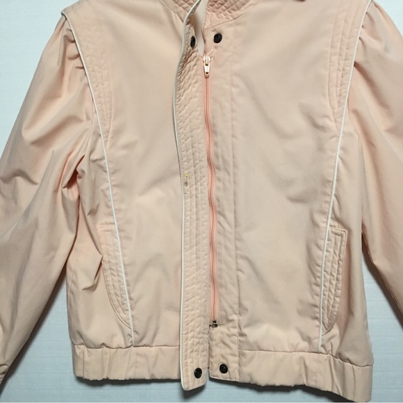 Vtg Rare Extended shoulder space jacket Peach cotton blend zip snap lined jacket - Picture 4 of 14